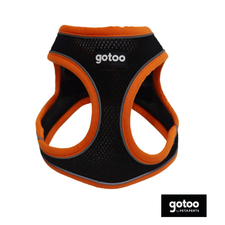 Gotoo Arnés ajustable de malla naranja/negro para perro