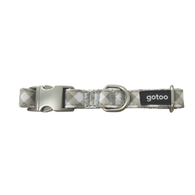 Gotoo Collar estampado cuadro vichy gris para perro