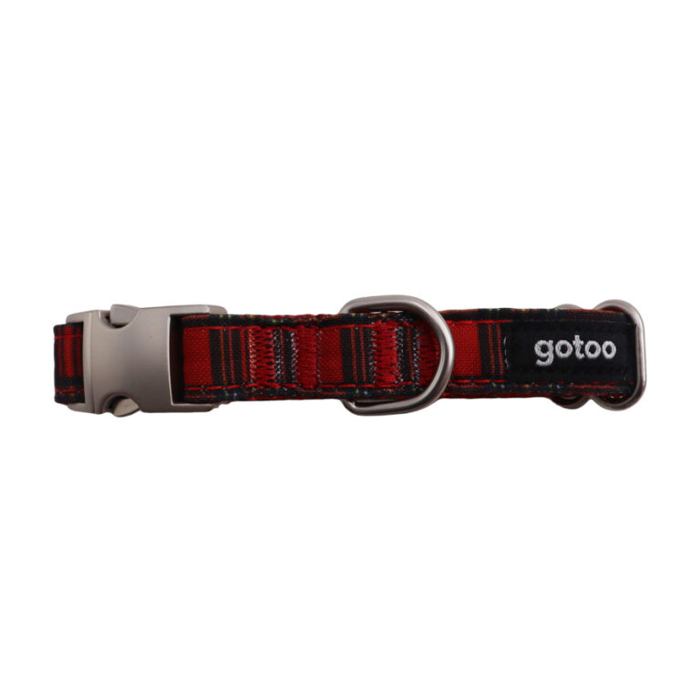 Gotoo Collar estampado tartán rojo para perro