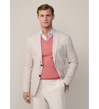 Hackett London para hombre. Americana Waffle beige (40/32), Casual, Fiesta, Lino, Clásico, Manga larga, Taupe