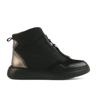 Hispanitas para mujer. Zapatillas de Piel Bolmet (37), Negro, Plano, Cremallera, Casua