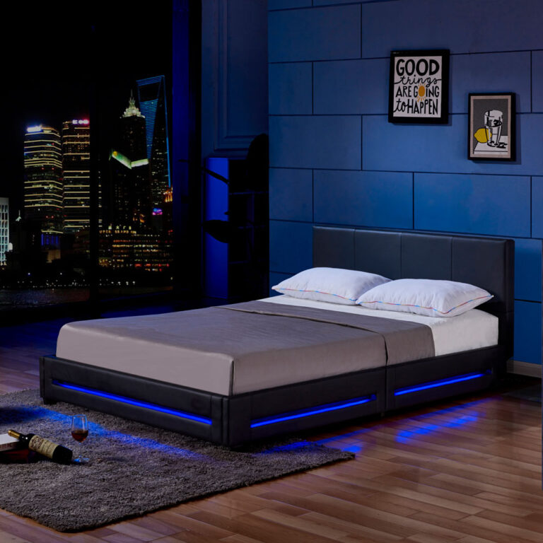Home Deluxe Cama LED ASTEROID - 140 x 200 cm negro
