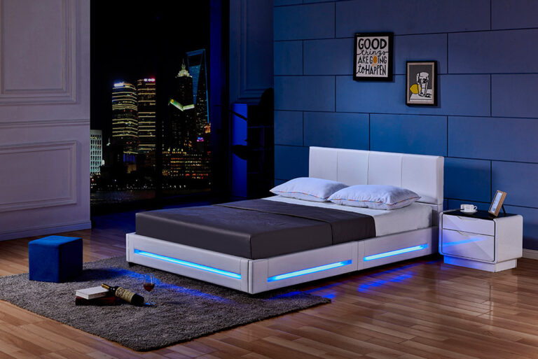 Home Deluxe Cama LED ASTEROID - 160 x 200 cm Blanco