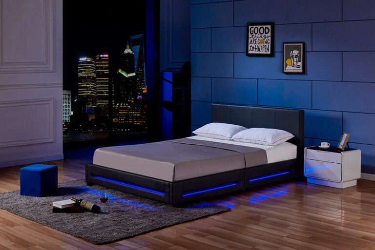 Home Deluxe Cama LED ASTEROID - 160 x 200 cm negro