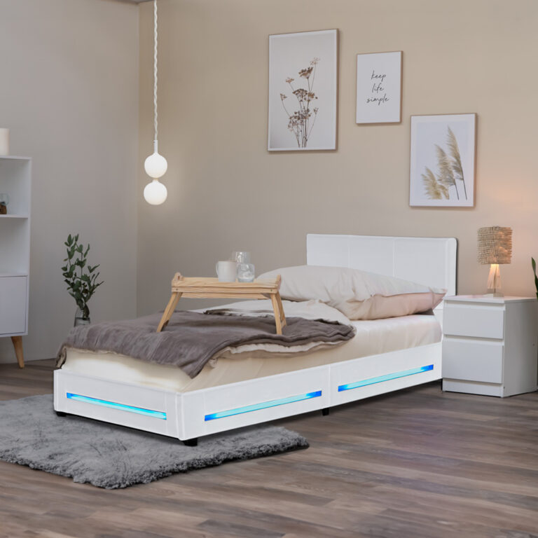 Home Deluxe Cama LED ASTEROID - 90 x 200 cm Blanco