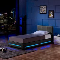 Home Deluxe Cama LED ASTEROID - 90 x 200 cm gris oscuro