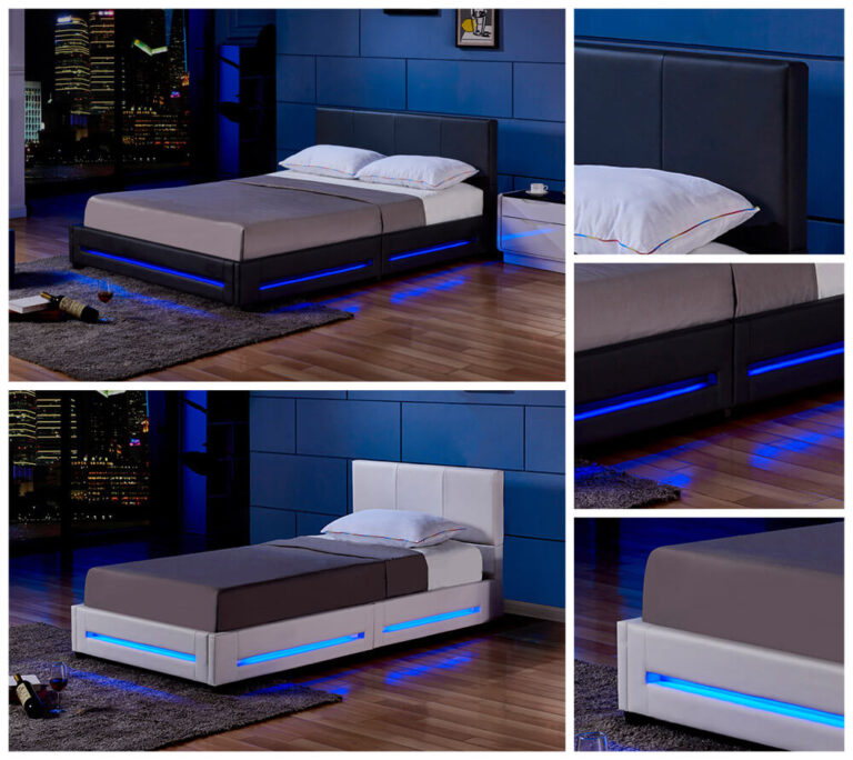 Home Deluxe Cama LED ASTEROID con colchón - 90 x 200 cm Blanco