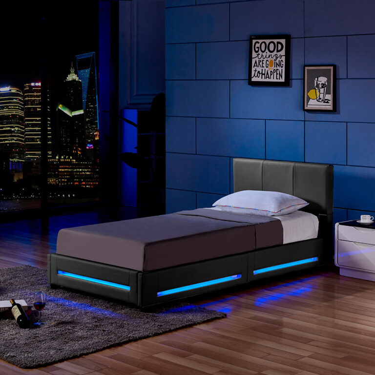 Home Deluxe Cama LED ASTEROID con colchón - 90 x 200 cm gris oscuro