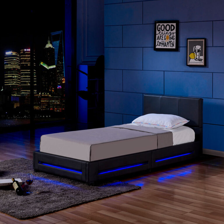 Home Deluxe Cama LED ASTEROID con colchón - 90 x 200 cm negro