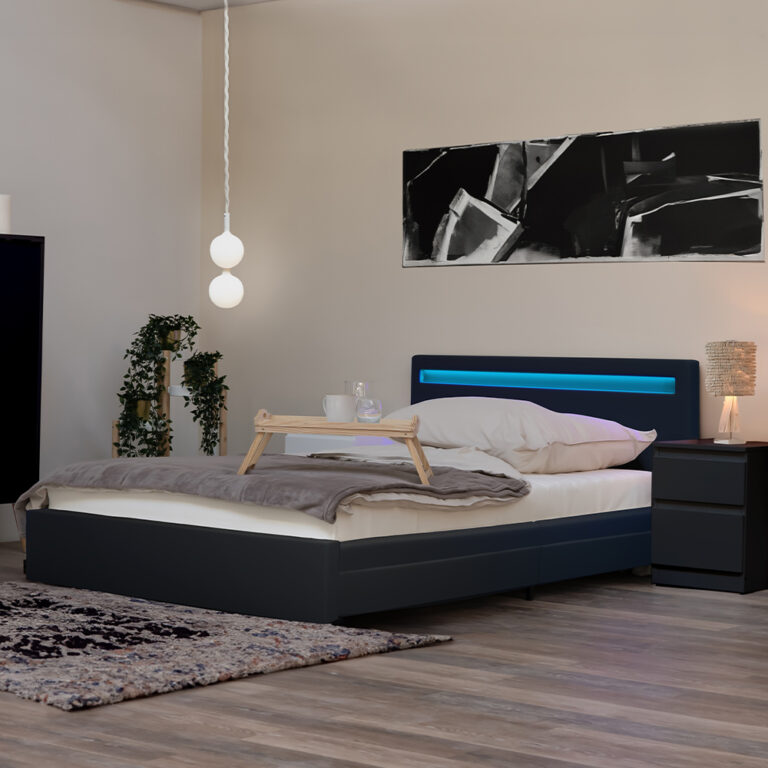 Home Deluxe Cama LED con cajones NUBE - 180 x 200 cm gris oscuro
