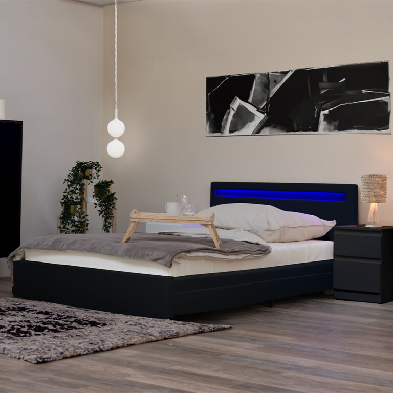 Home Deluxe Cama LED con cajones NUBE - 180 x 200 cm negro