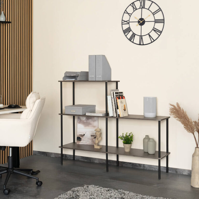 Home Deluxe Estantería INDU Roble Oscuro - (Largo x Ancho x Alto): 140 x 35 x 110 c