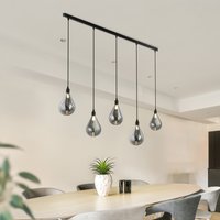 Home Deluxe Lámpara colgante de cristal CELIA gris humo - 5 luce