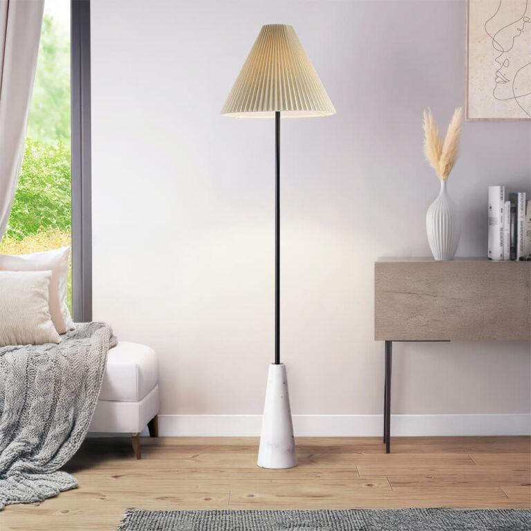 Home Deluxe Lámpara de pie con aspecto de mármol - blanco