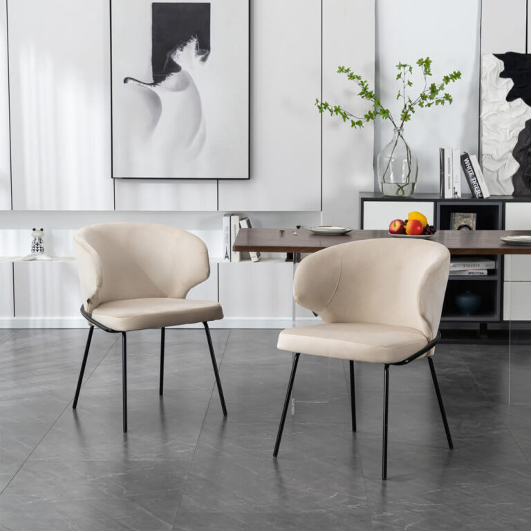 Home Deluxe Silla de comedor de terciopelo AMARA - lote de 9 Beige