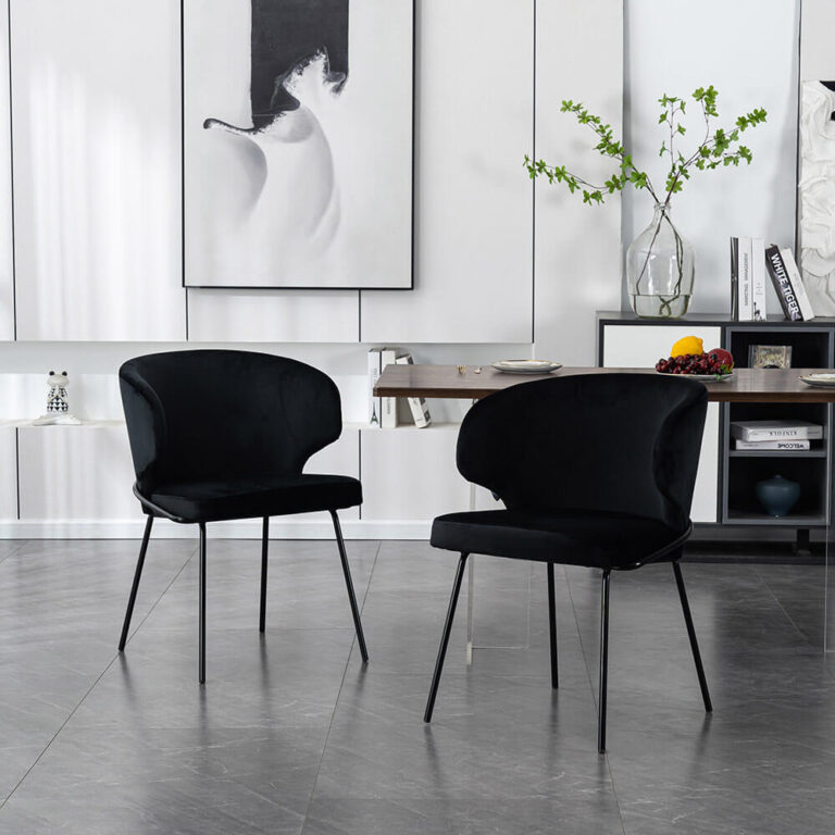 Home Deluxe Silla de comedor de terciopelo AMARA - lote de 9 negro