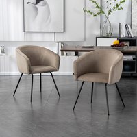 Home Deluxe Silla de comedor de terciopelo con reposabrazos ARIA - lote de 10 Beige