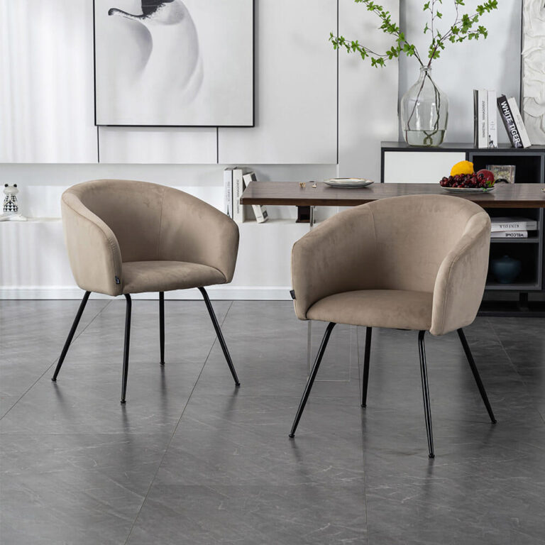 Home Deluxe Silla de comedor de terciopelo con reposabrazos ARIA - Lote de 5 Beige