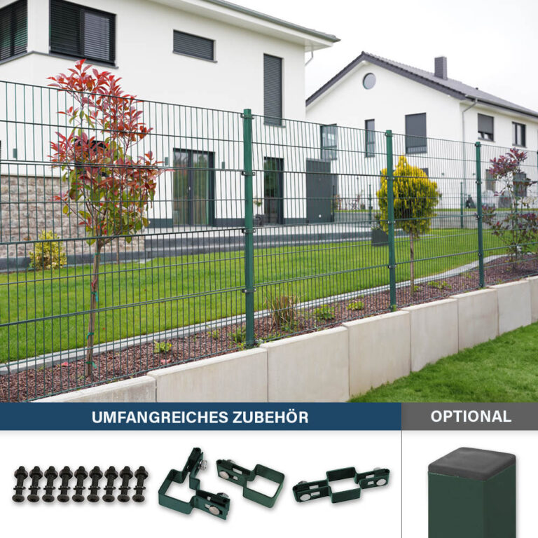 Home Deluxe Valla de doble piquete incl. postes esquineros MORATA antracita / verde - 160 cm x 40 m sin postes esquinero