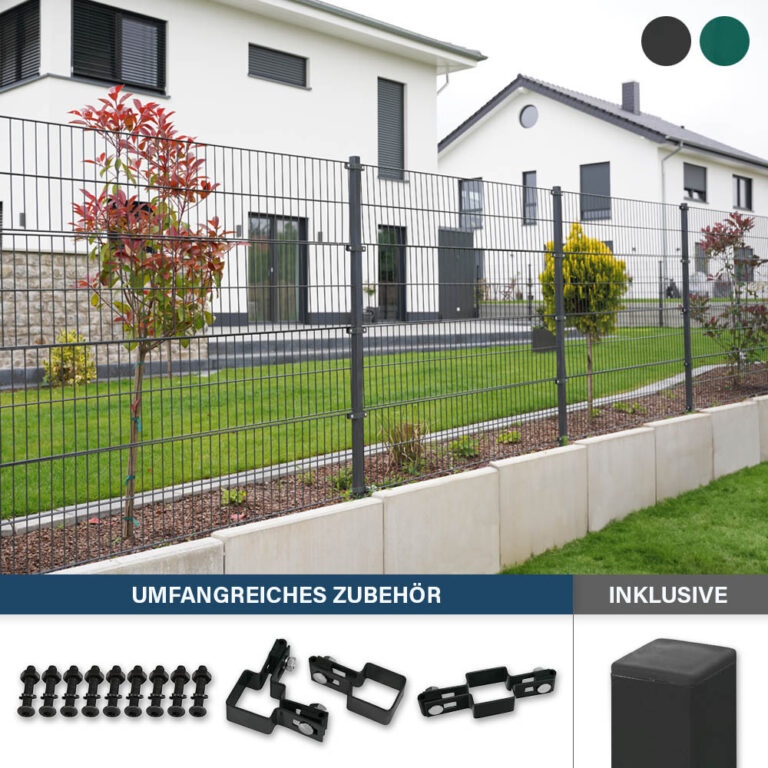 Home Deluxe Valla de doble piquete incl. postes esquineros MORATA antracita / verde - 240 cm x 50 m sin postes esquinero