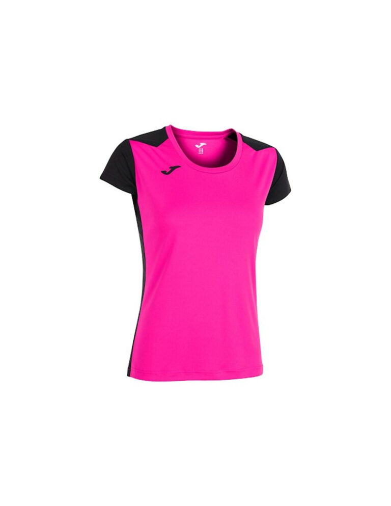 Joma Camiseta de Running Joma Record II Manga Corta Mujer Rosa Flúor Negro