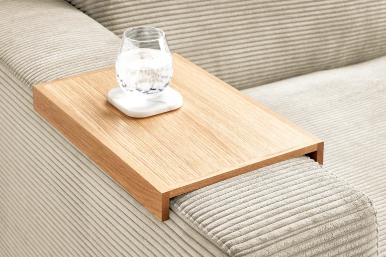 Kawola Bandeja de madera de roble natural KAWOLA MADELINE para reposabrazos de sofá