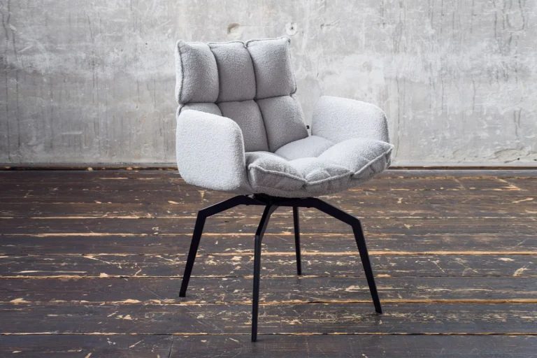 Kawola silla de comedor BARO silla giratoria con reposabrazos de tela gri