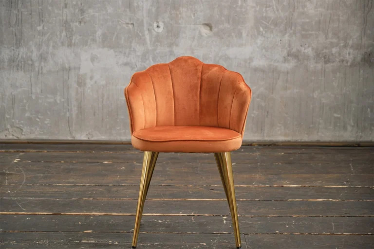 Kawola Silla KAWOLA SALLY, silla de comedor, terciopelo naranja, patas dorada