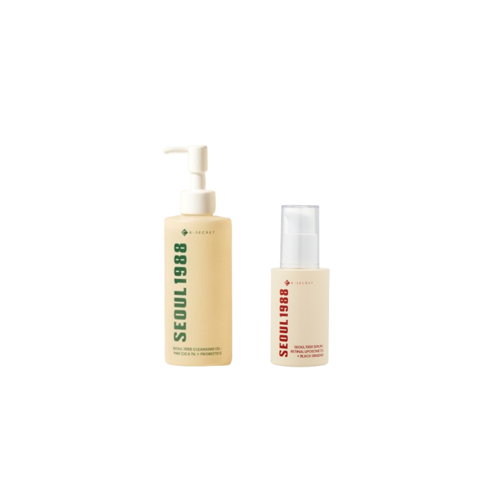 Ksecret SEOUL 1988 Serum : Retinal Liposome 2% + Black Ginseng - 30ml + Cleansing Oil : Pine Cica 1% + Probiotics - 200ml Set