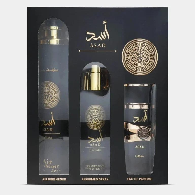 Lattafa Asad set EDP 100 ml + desodorante 200 ml + ambientador 300 ml spray