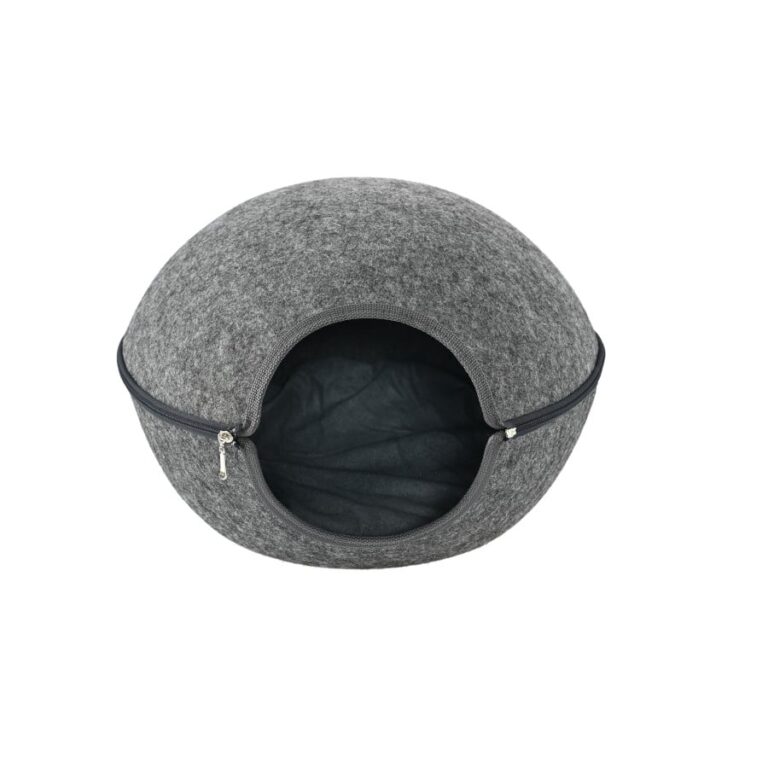 Leeby Cama Cueva Fieltro Gris para gato
