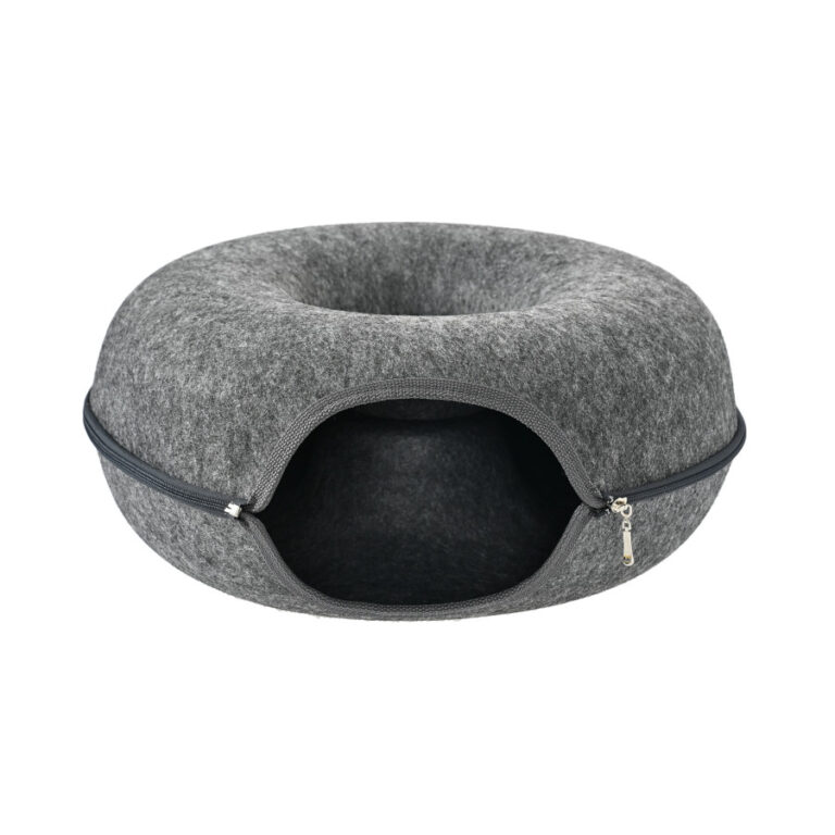 Leeby Cama Túnel Fieltro Gris para gato