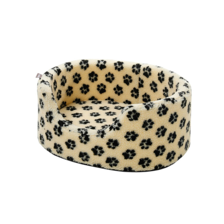 Leeby Sofá Bed Paw Print Beige para perro