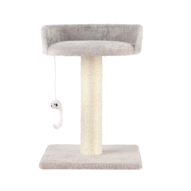 Leeby Tigrou rascador con cama y juguete gris para gato