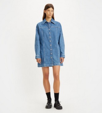 Levi's para mujer. A4585-0001 Vestido Shay azul (S), Casual, Manga larga, Algodón Orgánico, Sostenible