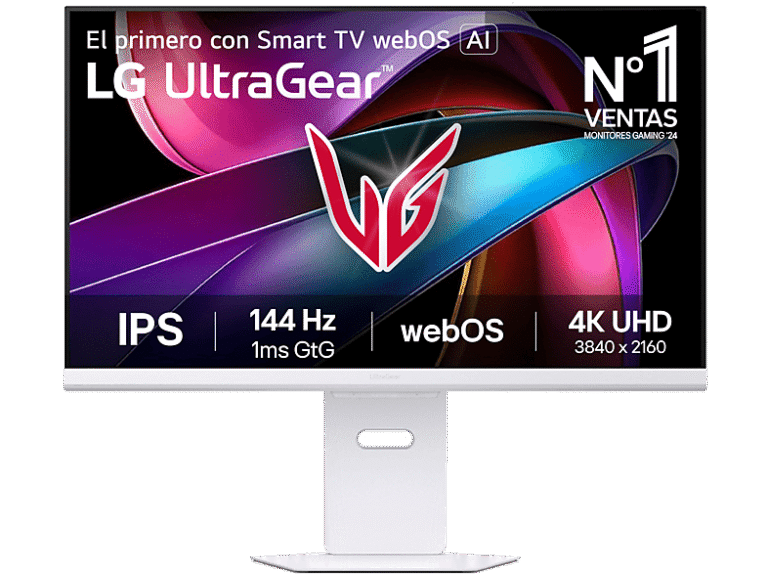 LG Monitor gaming - LG UltraGear™ 32G810SA-W, 32" 4K UHD, 144 Hz, 1 ms, 2x HDMI, 1x USB-C, FreeSync™, Smart TV webOS, Morado grisáceo