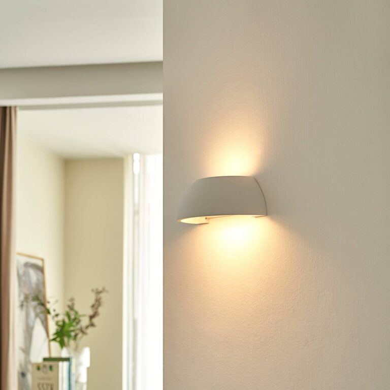 Lindby Aplique de pared Felia de Lindby, blanco, yeso, 24 cm, E14