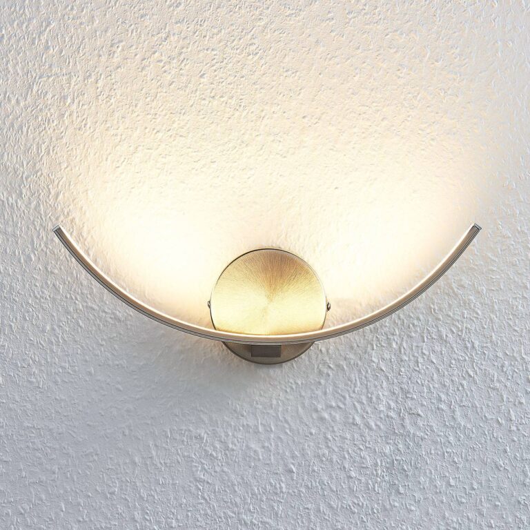 Lindby Aplique de pared LED Iven de Lindby, ancho 34 cm, níquel, 3.000 K