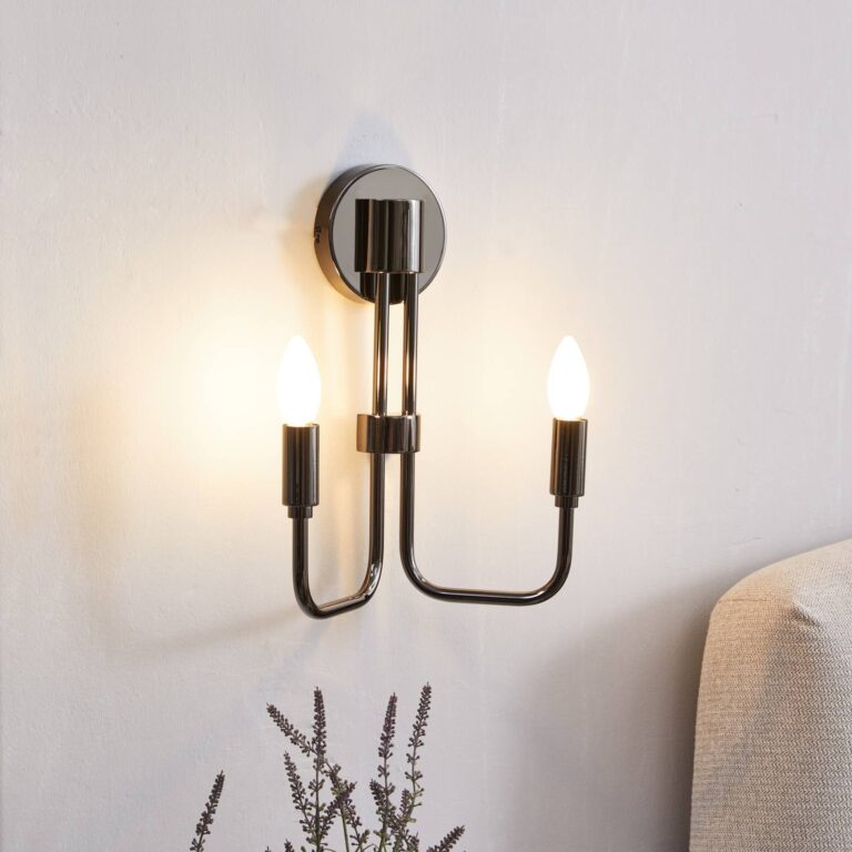 Lindby Aplique de pared Lindby Elanova, gris, 2 luces, 35 cm, E14