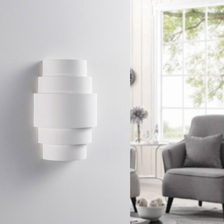 Lindby Aplique de pared Lindby Marit, altura 30 cm, blanco, escayola, E14