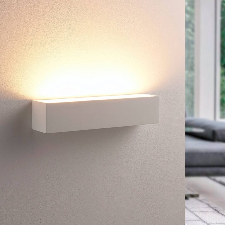 Lindby Aplique de pared Lindby Santino, 35 cm, escayola, G9, pintable