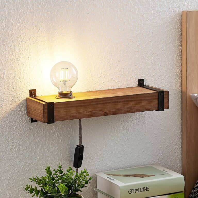 Lindby Aplique de pared Lindby Sverina, 40 cm, madera, enchufe, E27