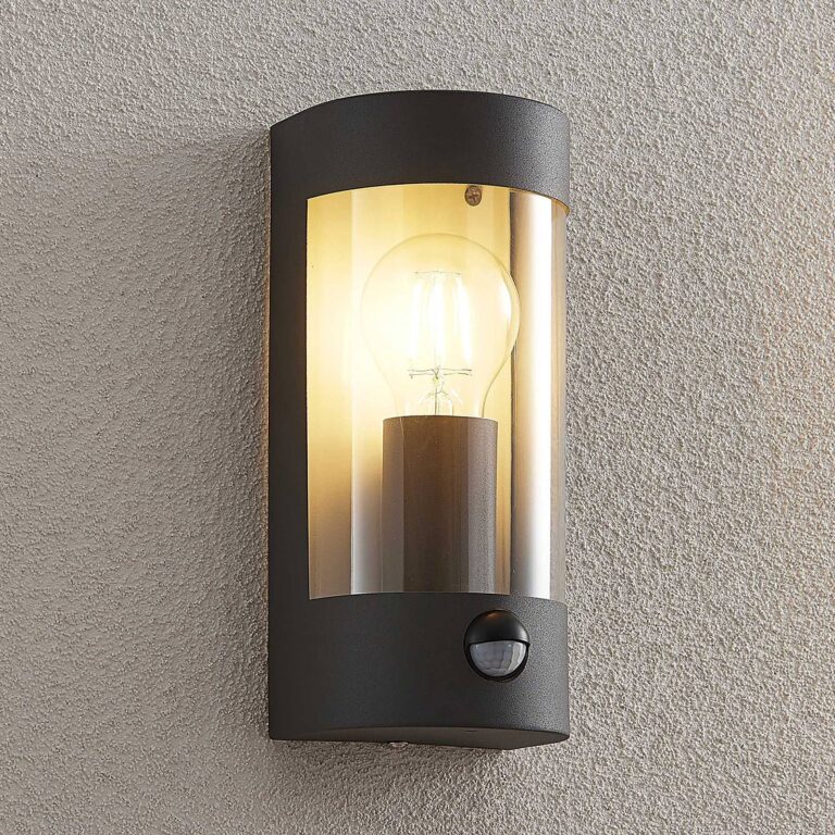 Lindby Aplique para exterior Lindby Junias, 24 cm, antracita, sensor