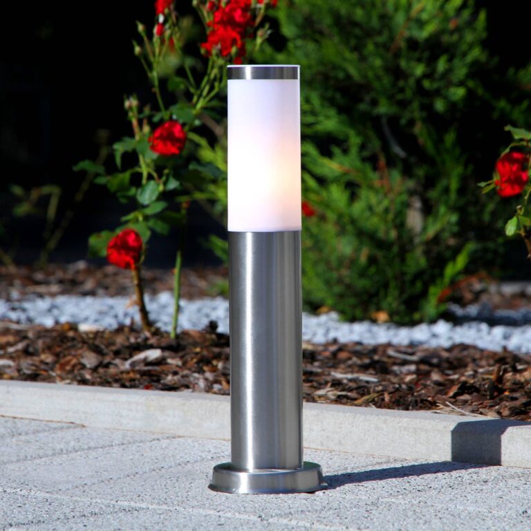 Lindby Baliza Kristof, acero inoxidable, 45 cm de altura, E27