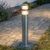 Lindby Bolardo luminoso LED Lanea, 60 cm, gris, acero inoxidable, IP44