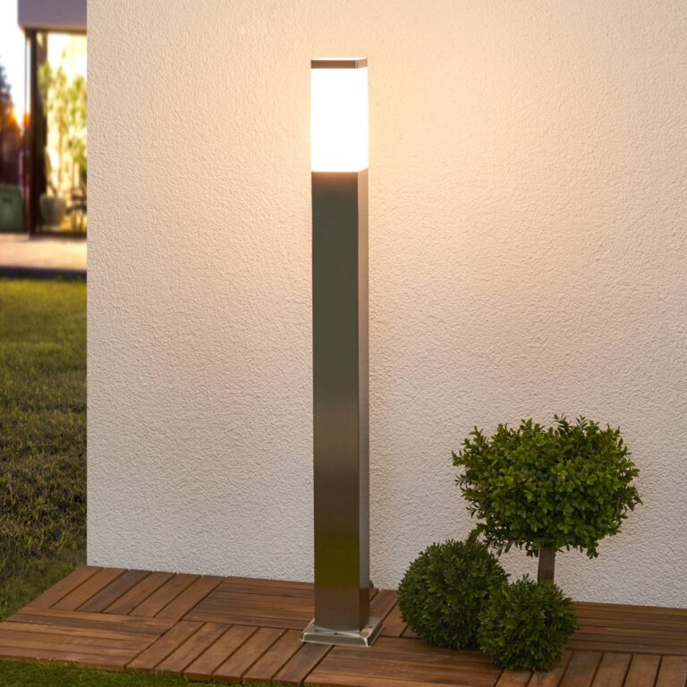 Lindby Bolardo luminoso Lorian, 100 cm, acero inoxidable, IP44, E27