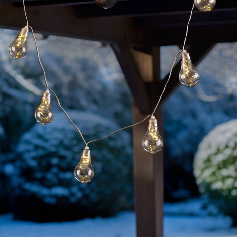 Lindby Cadena de luces LED Lampini, 200 cm, negro, IP44