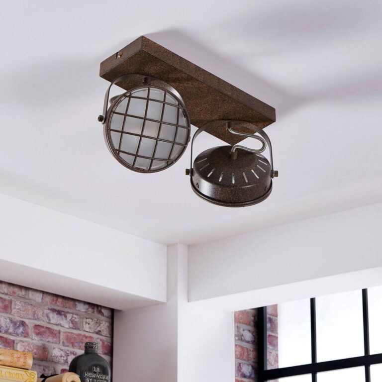 Lindby Foco Tamin, color óxido, 2 luces, cristal, G9