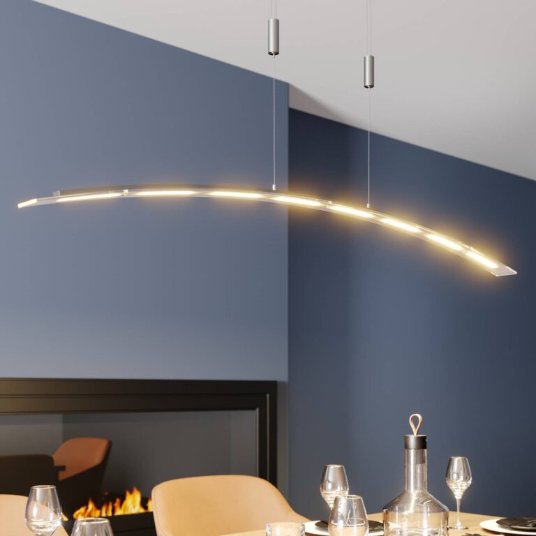 Lindby Lámpara colgante LED Manon, regulable en altura, gris, meta