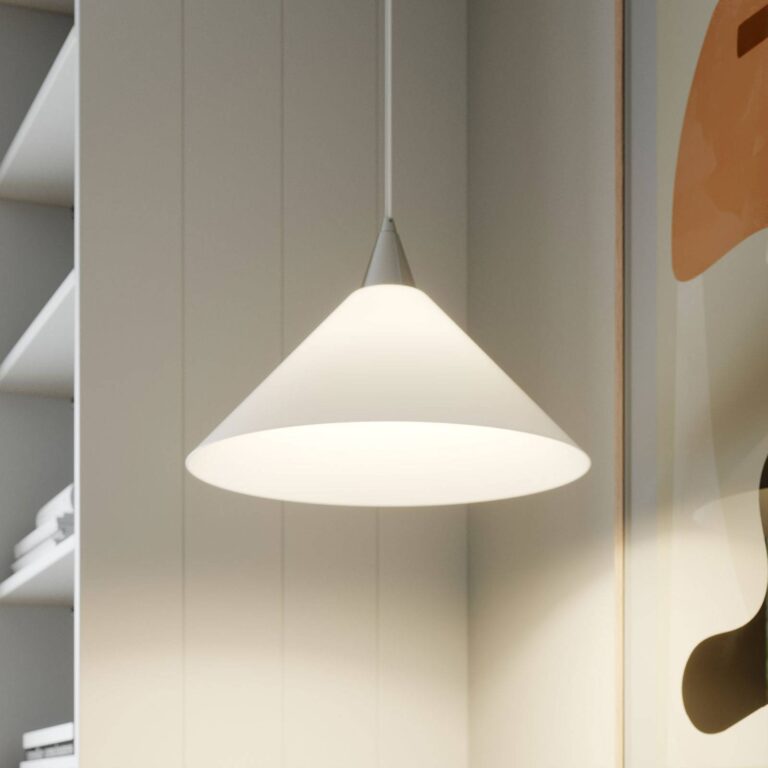 Lindby Lámpara colgante Petra de Lindby, blanca, cristal, Ø 40 cm, cono, E27